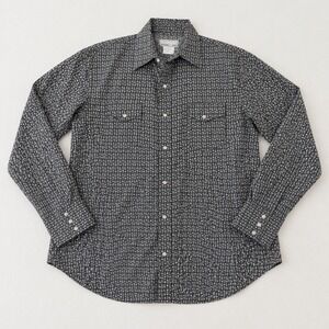 Wrangler Wrancher Pearl Snap Shirt L‎ Paisley Print Cowboy Western Button Up